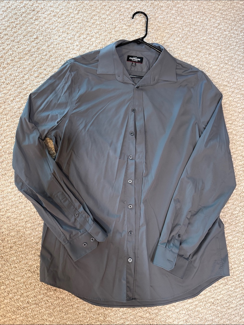 Express Men's Dark Gray Performance Dress Shirt